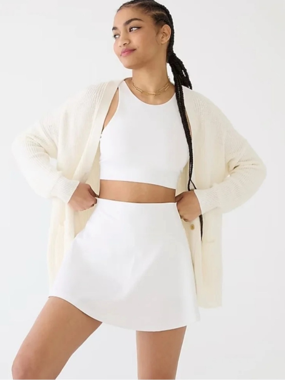 NWT J Crew CloudStretch Flared Sports Tennis Golf Gorpcore Skirt White Large